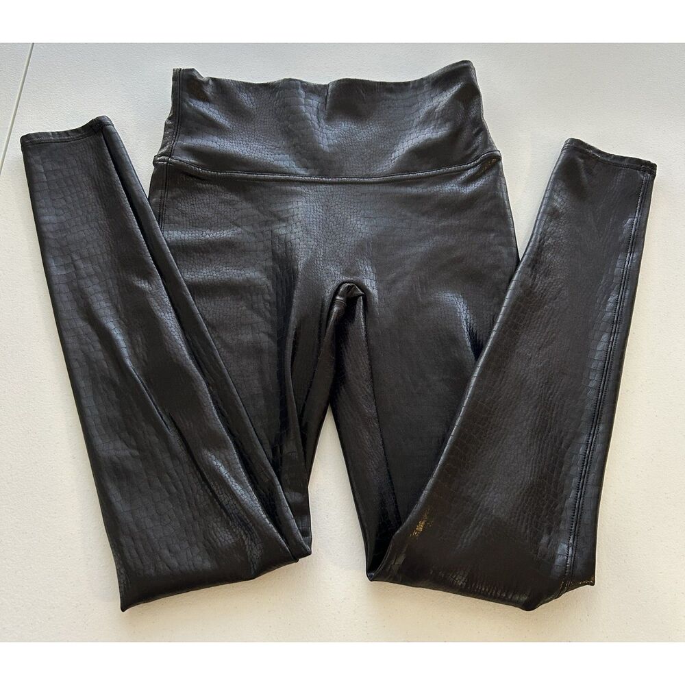 SPANX Faux Leather Croc Shine Leggings – Size Medium